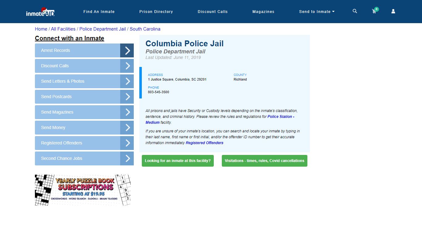 Columbia Police Jail & Inmate Search - Columbia, SC